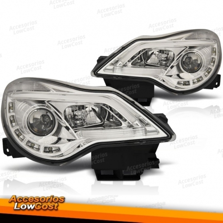 Faros delanteros cromados para Opel Corsa D 11-14