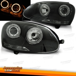 FAROS OJOS DE ANGEL PARA VW GOLF V 5 Y JETTA (03-) COLOR NEGRO