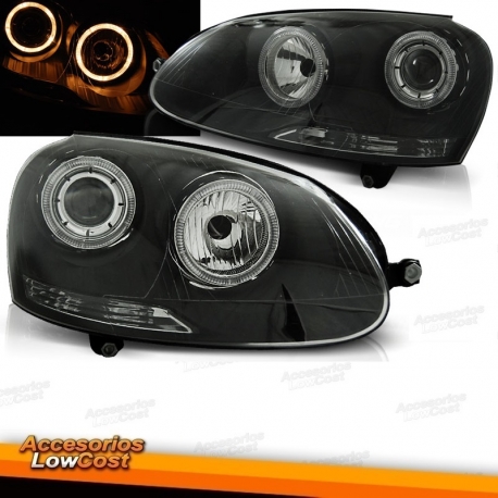 FAROIS ANGEL EYES VW GOLF V 5 E JETTA (03-) FUNDO PRETO
