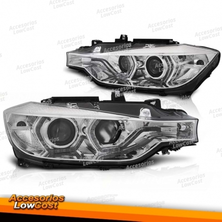 Faros de xenón ojos de ángel LED DRL cromados para BMW F30/F31 10/11 - 05/15