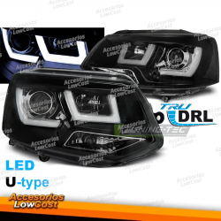 FARÓIS U-LED LUZ PRETA compatível com VW T5 2010-2015