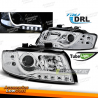 FARÓIS CROMADO DRL TUBO DE LUZ compatível com AUDI A4 10/00-10/04