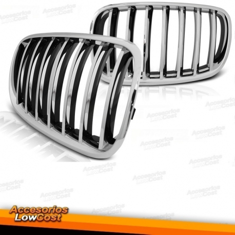 GRELHAS FRONTAIS BMW X5 E70 (07-10) / X6 E71 E72 (08-) PRETO CROMADAS