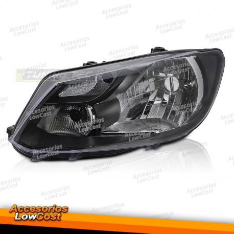 FARO DELANTERO NEGRO LADO IZQUIERDO H4 TYC PARA VW CADDY 11-14