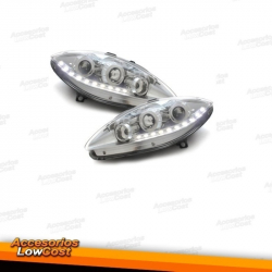 FAROS LUZ DIURNA LED LEON, TOLEDO ALTEA 04-09 CRISTAL CLARO/CROMADO.