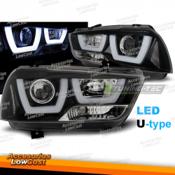 FAROS DELANTEROS PARA DODGE CHARGER LX II 11-15 LUZ DE TUBO NEGRA