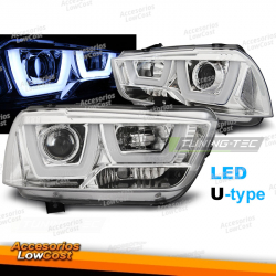 FAROS DELANTEROS PARA DODGE CHARGER LX II 11-15 LUZ DE TUBO CROMADA