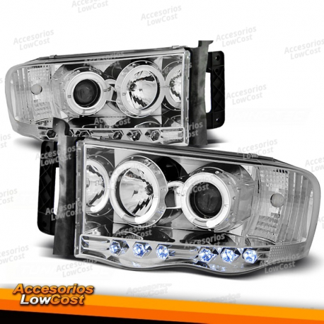 FARÓIS PARA DODGE RAM 02-06 CROMADO ANGEL EYES