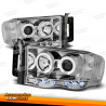FAROS DELANTEROS PARA DODGE RAM 02-06 OJOS DE ANGEL CROMADOS