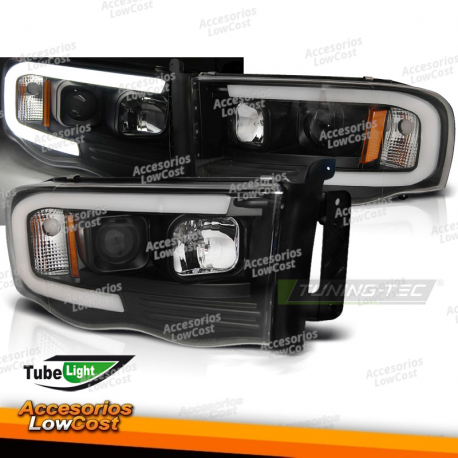 FARÓIS PARA DODGE RAM 02-06 BLACK TUBE LIGHT