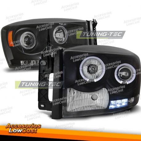 FARÓIS PARA DODGE RAM 06-08 PRETO ANGEL EYES