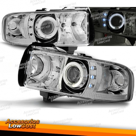 FARÓIS PARA DODGE RAM 94-01 CHROME ANGEL EYES