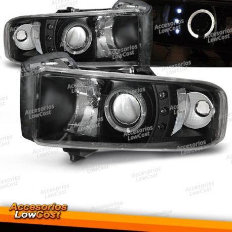 FARÓIS PARA DODGE RAM 94-01 BLACK ANGEL EYES