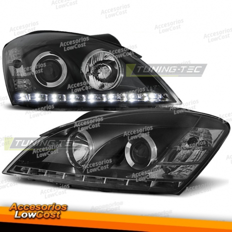 FAROS DELANTEROS PARA KIA CEED 09.06-08.09 LUZ DIURNA NEGROS