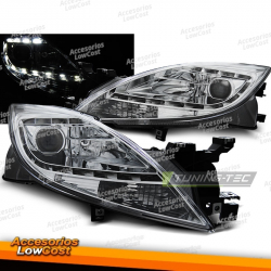 FAROS DELANTEROS PARA MAZDA 6 II 10-12 CROMADO LUZ DIURNA