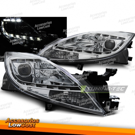 FARÓIS PARA MAZDA 6 II 10-12 CROMADO DAYLIGHT