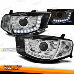 FAROS DELANTEROS PARA MITSUBISHI L200 06-10 CROMADO LUZ DE DIA