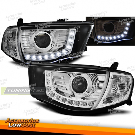 FARÓIS PARA MITSUBISHI L200 06-10 CROMADO LUZ DIURNA