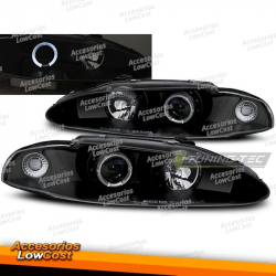 FAROS DELANTEROS PARA MITSUBISHI ECLIPSE 06.95-96 OJOS DE ANGEL NEGROS
