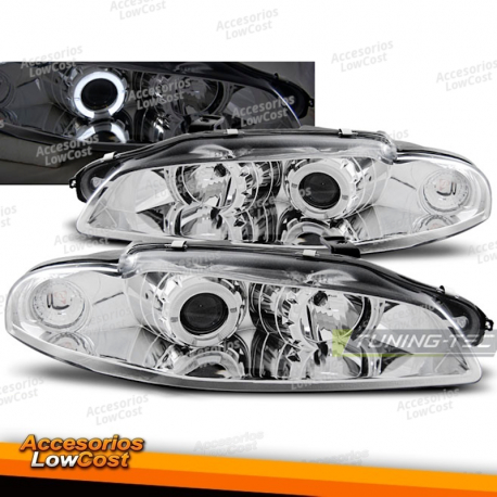 FARÓIS PARA MITSUBISHI ECLIPSE 97-12.98 CROMADO ANGEL EYES
