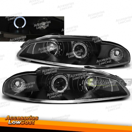 FAROS DELANTEROS PARA MITSUBISHI ECLIPSE 97-12.98 OJOS DE ANGEL NEGROS