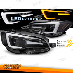 FAROS DELANTEROS LED DRL NEGROS PARA SUBARU WRX 14-22