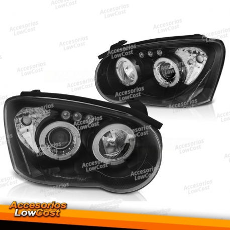 FAROS DELANTEROS PARA SUBARU IMPREZA II GD 03-05 OJOS DE ANGEL NEGRO