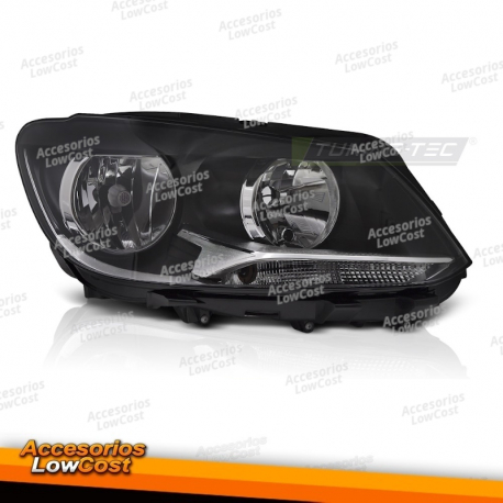 FARO DELANTERO NEGRO LADO DERECHO H7 TYC PARA VW CADDY TOURAN 11-14