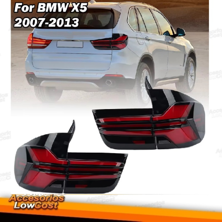 PILOTOS LED PARA BMW X5 E70 (07-10), BARRA LED, VERMELHO PRETO