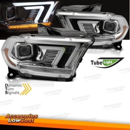 Faróis cromados Tubelight compatíveis com Dodge Durango 10-13