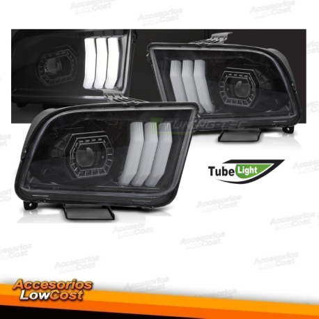 FARÓIS FORD MUSTANG 04-09 TUBELIGHT PRETO
