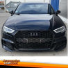 PARRILLA FRONTAL PARA AUDI A3 8V (2017-), ESTILO RS3, COLOR NEGRO BRILLO PARA PDC