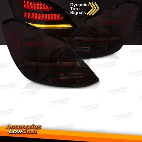 PILOTOS LED DINÂMICOS MERCEDES CLASSE C W205 SEDAN 14-21 VERMELHO FUMO