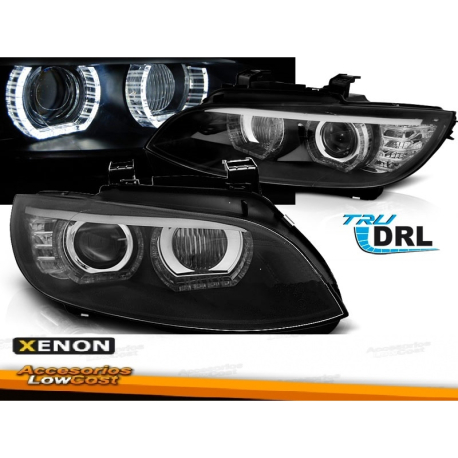 FAROS DELANTEROS XENON CON OJOS DE ANGEL Y DIURNA LED PARA BMW E92/E93 (2006/2010), FONDO NEGRO, D1S AFS