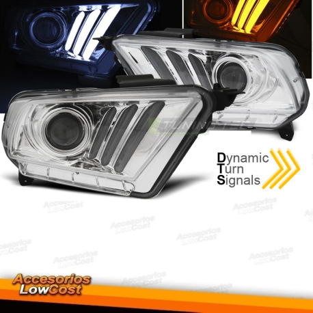 FAROS LED CROMO DRL PARA FORD MUSTANG 10-13