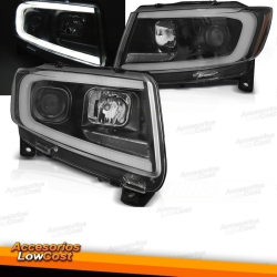 FAROS DELANTEROS PARA CHRYSLER JEEP GRAND CHEROKEE 11-13 TUBE LIGHT NEGRO SECUENCIAL