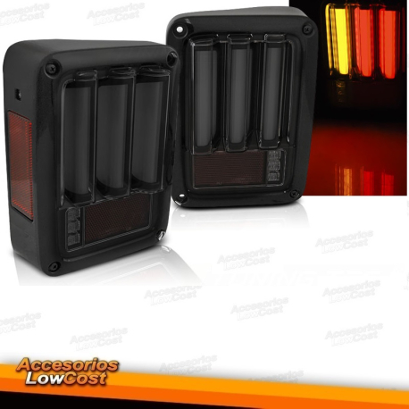 PILOTOS TRASEROS CHRYSLER JEEP WRANGLER JK 07-18 LED BAR SMOKE BLACK