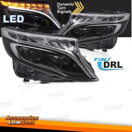 FAROS DELANTEROS LED NEGROS para MERCEDES CLASE V / VITO W447 14-23