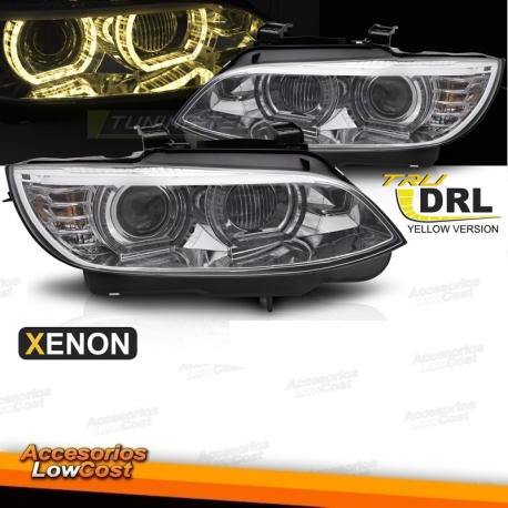 Faros de xenón con LED amarillo y luz diurna cromo paraBMW E92/E93 (2006-2010)