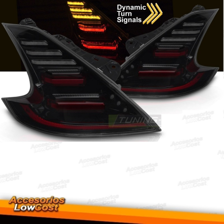 PILOTOS TRASEROS LED COMPLETOS NEGROS AHUMADOS PARA NISSAN 370Z 09-20