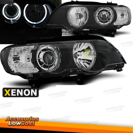 FAROIS ANGEL EYES CCFL / BMW X5 / 99-03 FUNDO PRETO