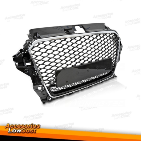 REJILLA DEPORTIVA LOOK RS CROMADA NEGRO BRILLANTE PDC compatible con AUDI A3 8V 12-16
