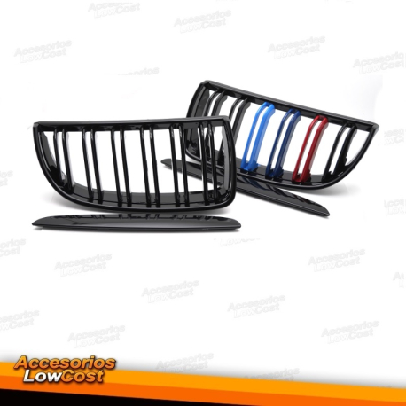 REJILLA DEPORTIVA NEGRO BRILLANTE TRICOLOR DOBLE NEGRO compatible con BMW E90 / E91 05-08