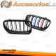 Grelha desportiva preta brilhante tricolor com barra dupla, compatível com BMW E90 / E91 LCI 09-11