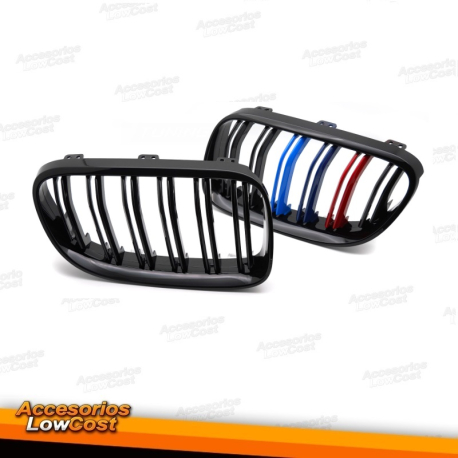 PARRILLA DEPORTIVA NEGRO BRILLANTE TRICOLOR DOBLE BARRA compatible con BMW E92 / E93 LCI 10-13
