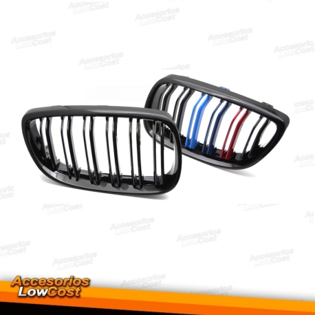PARRILLA DEPORTIVA NEGRO BRILLANTE TRICOLOR DOBLE BARRA compatible con BMW E92 / E93 06-10