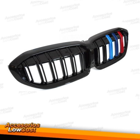 PARRILLA DEPORTIVA NEGRO BRILLANTE TRICOLOR DOBLE BARRA compatible con BMW G20/G21 19-22