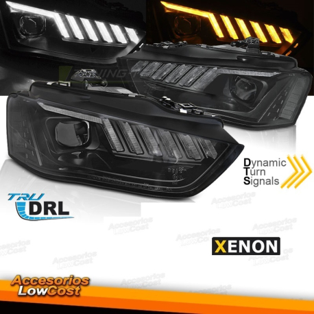 FARÓIS XENON LED PRETOS SEQ para AUDI A4 B8 12-15