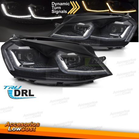 FAROS DELANTEROS LED PLATEADOS SEQ DRL para VW GOLF VII 13-17