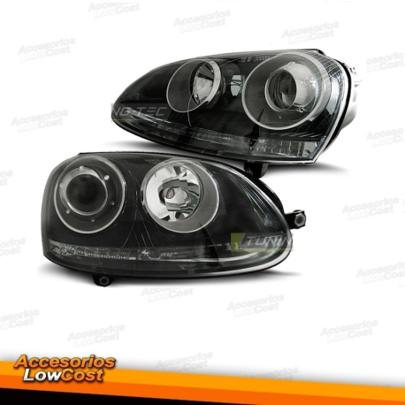 FARÓIS DESPORTIVOS PRETOS para VW GOLF 5 10/03-09